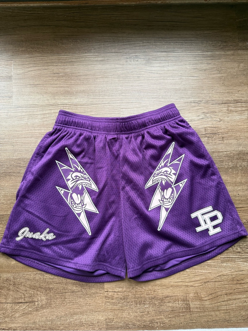 Inaka Power Purple Men's Athletic Shorts with White Graphics